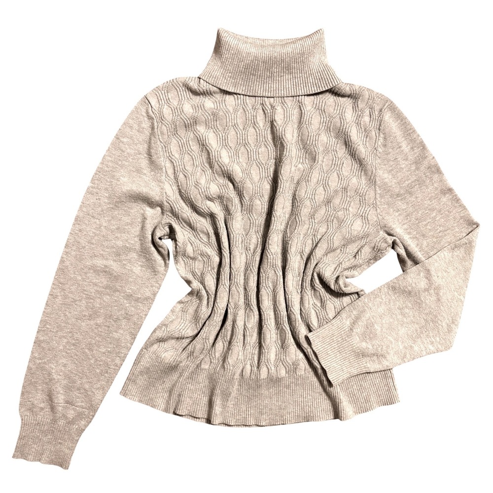 89th + Madison Beige Cable Knit Turtleneck Sweater XL TG